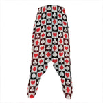 Playing Card Suits Check Pattern Print Hammer Pants