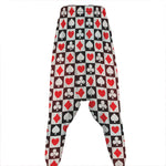 Playing Card Suits Check Pattern Print Hammer Pants