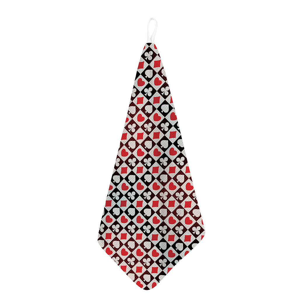 Playing Card Suits Check Pattern Print Hand Towel