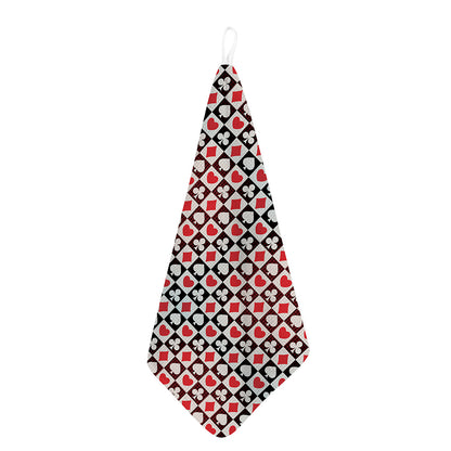 Playing Card Suits Check Pattern Print Hand Towel