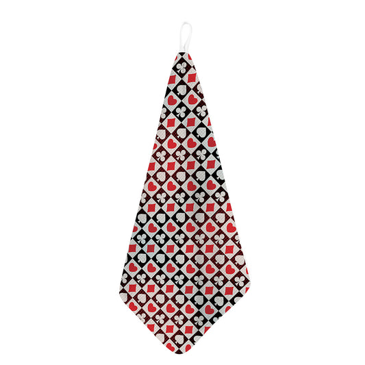 Playing Card Suits Check Pattern Print Hand Towel