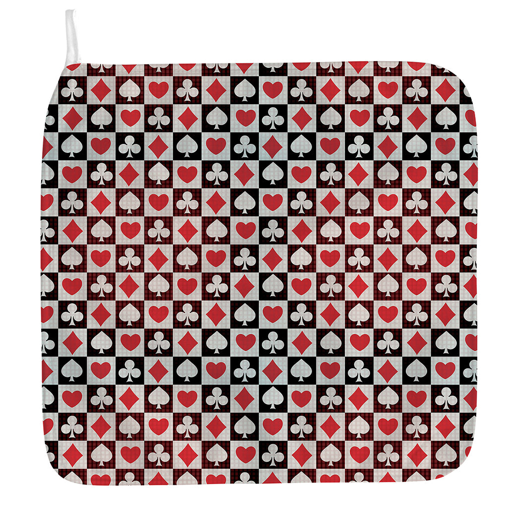 Playing Card Suits Check Pattern Print Hand Towel