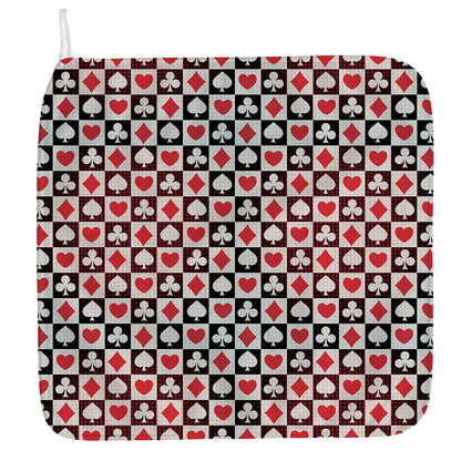 Playing Card Suits Check Pattern Print Hand Towel