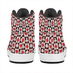 Playing Card Suits Check Pattern Print High Top Leather Sneakers