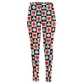 Playing Card Suits Check Pattern Print High-Waisted Pocket Leggings