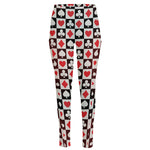Playing Card Suits Check Pattern Print High-Waisted Pocket Leggings