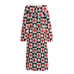 Playing Card Suits Check Pattern Print Hooded Bathrobe
