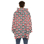Playing Card Suits Check Pattern Print Hoodie Blanket