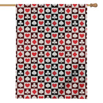 Playing Card Suits Check Pattern Print House Flag