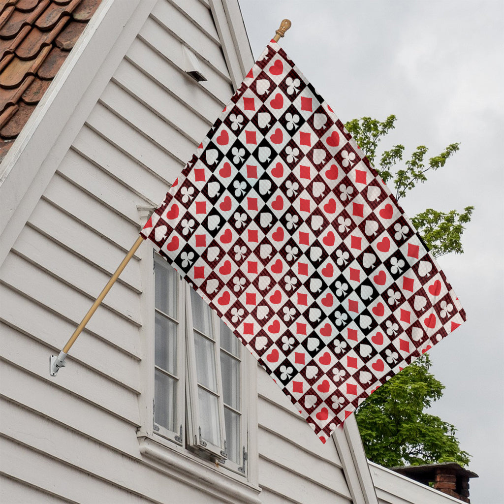 Playing Card Suits Check Pattern Print House Flag