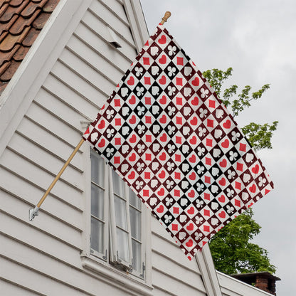 Playing Card Suits Check Pattern Print House Flag