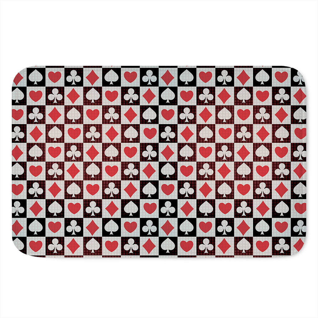 Playing Card Suits Check Pattern Print Indoor Door Mat