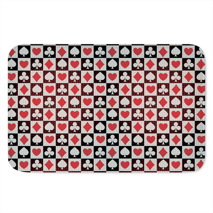 Playing Card Suits Check Pattern Print Indoor Door Mat
