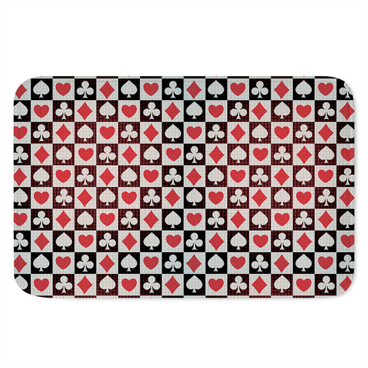 Playing Card Suits Check Pattern Print Indoor Door Mat