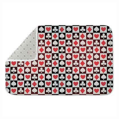 Playing Card Suits Check Pattern Print Indoor Door Mat