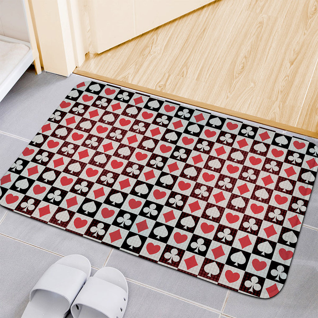 Playing Card Suits Check Pattern Print Indoor Door Mat