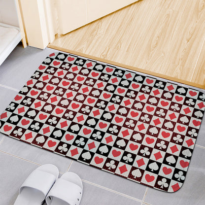 Playing Card Suits Check Pattern Print Indoor Door Mat