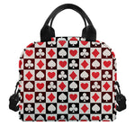 Playing Card Suits Check Pattern Print Insulated Lunch Bag