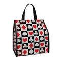 Playing Card Suits Check Pattern Print Insulated Lunch Tote