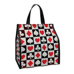 Playing Card Suits Check Pattern Print Insulated Lunch Tote
