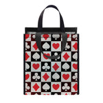 Playing Card Suits Check Pattern Print Insulated Lunch Tote