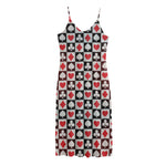 Playing Card Suits Check Pattern Print Jersey Midi Cami Dress