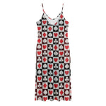 Playing Card Suits Check Pattern Print Jersey Midi Cami Dress
