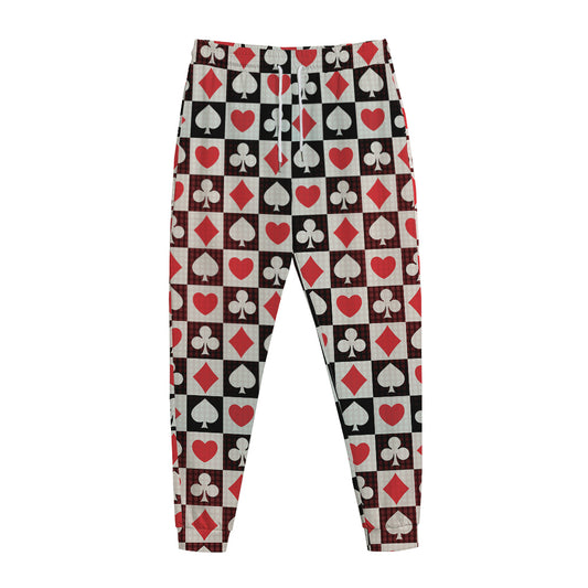 Playing Card Suits Check Pattern Print Jogger Pants