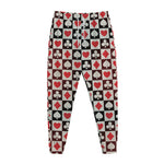 Playing Card Suits Check Pattern Print Jogger Pants