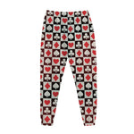 Playing Card Suits Check Pattern Print Jogger Pants