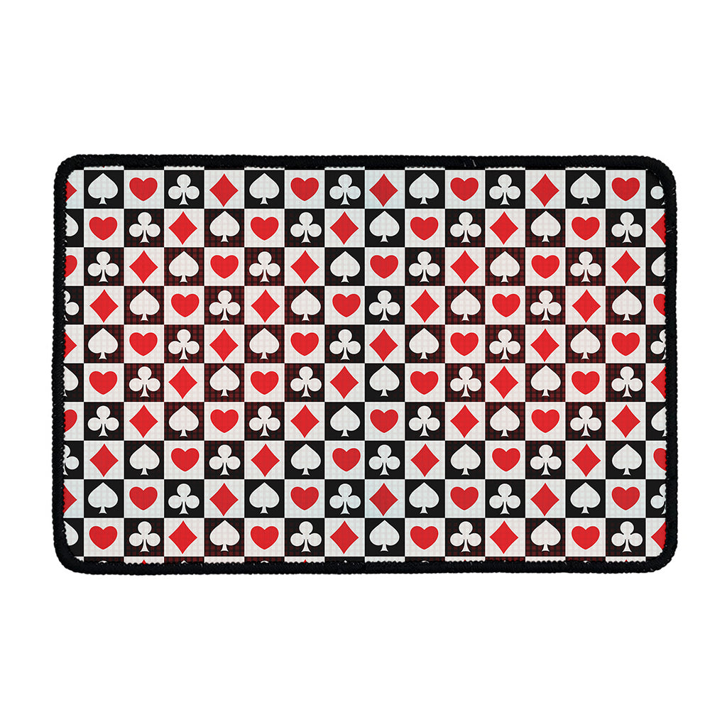Playing Card Suits Check Pattern Print Kitchen Mat