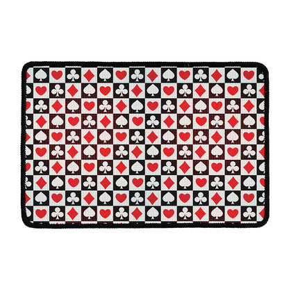 Playing Card Suits Check Pattern Print Kitchen Mat