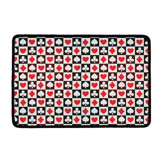 Playing Card Suits Check Pattern Print Kitchen Mat