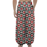 Playing Card Suits Check Pattern Print Lantern Pants