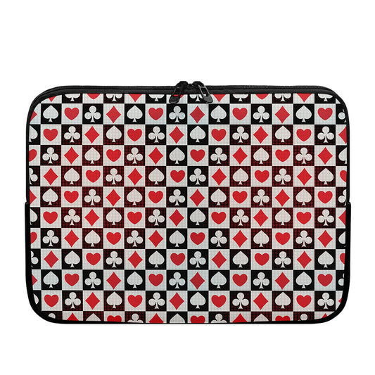 Playing Card Suits Check Pattern Print Laptop Sleeve