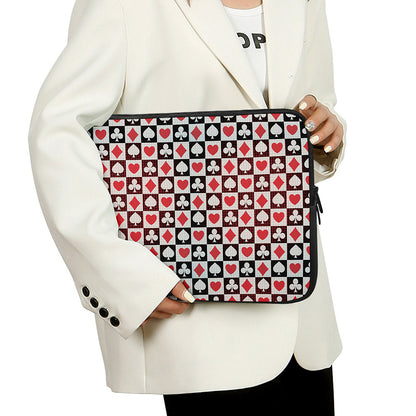 Playing Card Suits Check Pattern Print Laptop Sleeve
