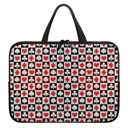 Playing Card Suits Check Pattern Print Laptop Sleeve With Handle