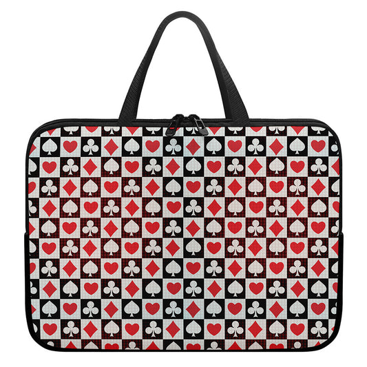 Playing Card Suits Check Pattern Print Laptop Sleeve With Handle