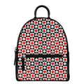 Playing Card Suits Check Pattern Print Leather Backpack