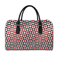 Playing Card Suits Check Pattern Print Leather Duffel Bag