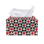 Playing Card Suits Check Pattern Print Leather Tissue Box Cover