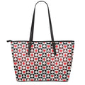 Playing Card Suits Check Pattern Print Leather Tote Bag With Zipper