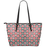 Playing Card Suits Check Pattern Print Leather Tote Bag
