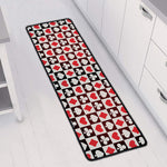 Playing Card Suits Check Pattern Print Long Kitchen Mat