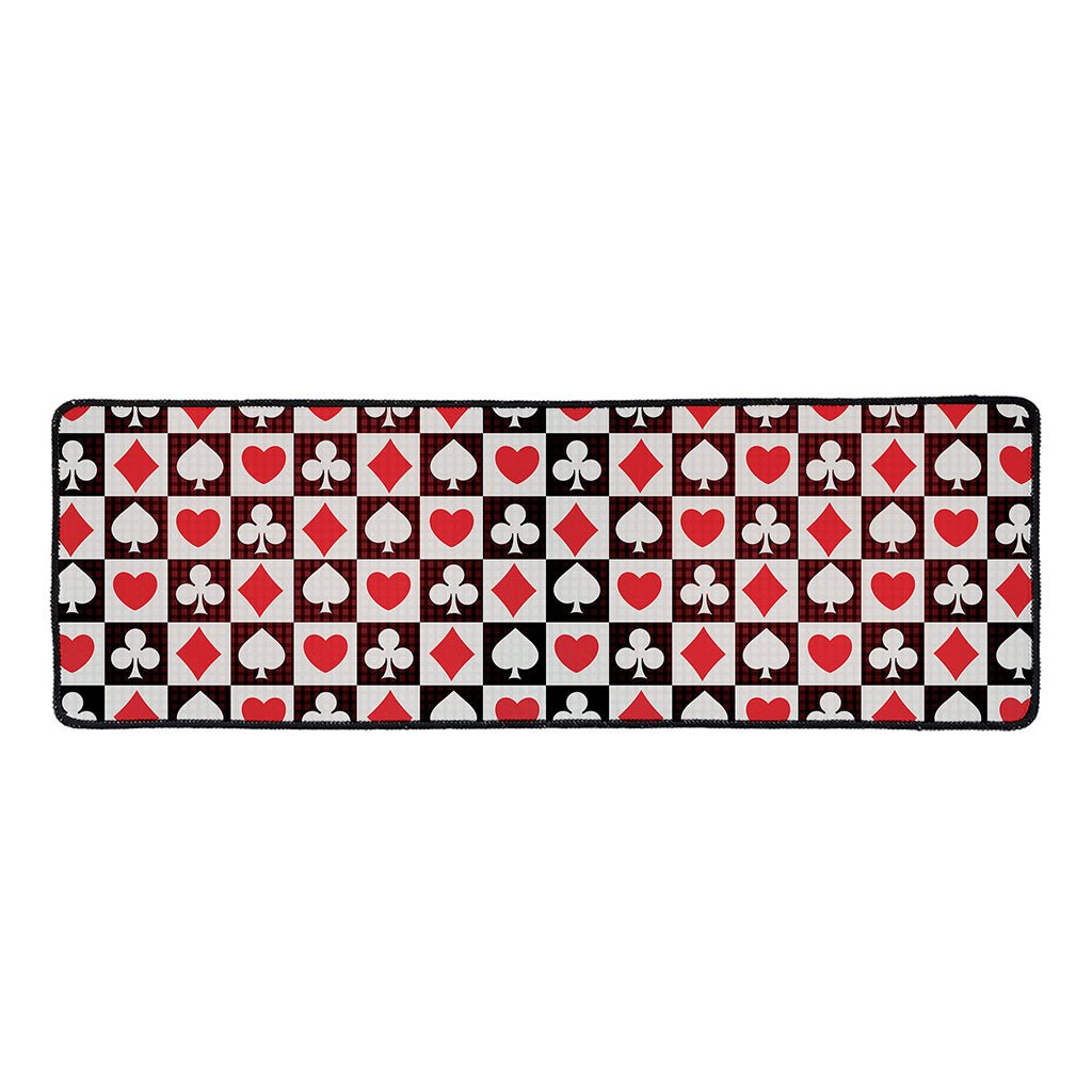 Playing Card Suits Check Pattern Print Long Kitchen Mat