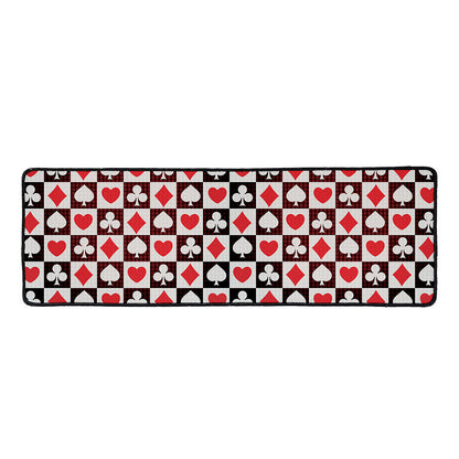 Playing Card Suits Check Pattern Print Long Kitchen Mat