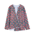 Playing Card Suits Check Pattern Print Long Sleeve Short Coat