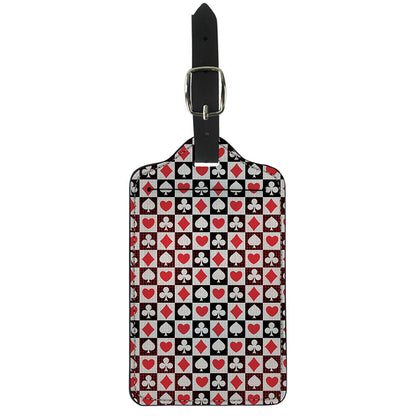 Playing Card Suits Check Pattern Print Luggage Tag