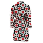 Playing Card Suits Check Pattern Print Men's Bathrobe