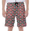 Playing Card Suits Check Pattern Print Men's Beach Shorts